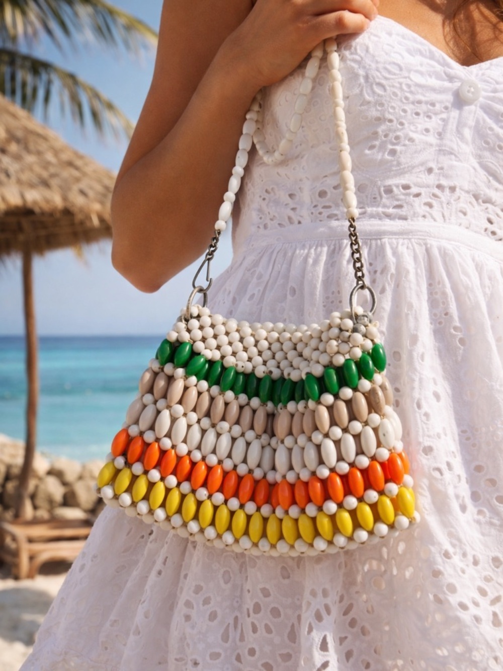 Vintage Safco Beaded Handbag Colorful Bubble Bead Purse 60s Japan Style - Picture 3 of 16